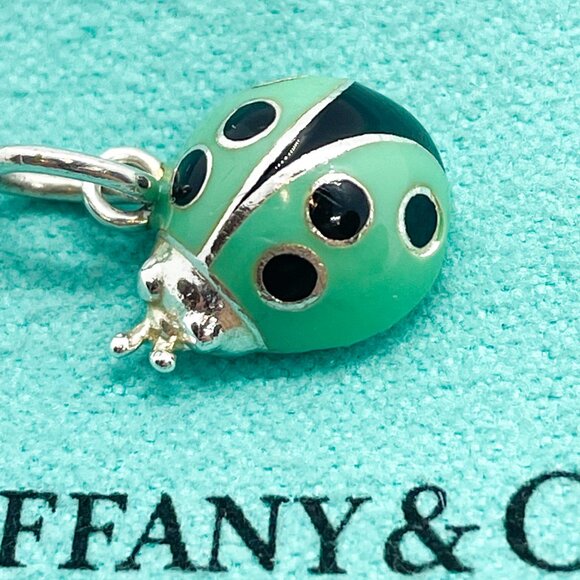 HALLMARK FADED - Tiffany & Co Blue Enamel Ladybug Charm Sterling Silver - Picture 6 of 14